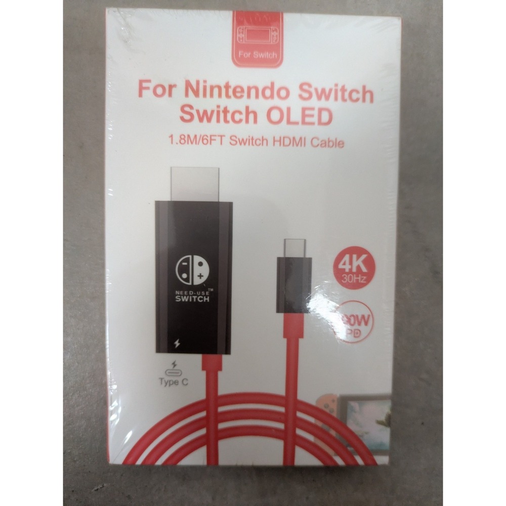 NEW Boreguse HDMI Cable for Nintendo Switch OLED Red 6FT 4K 100W PD Adapter